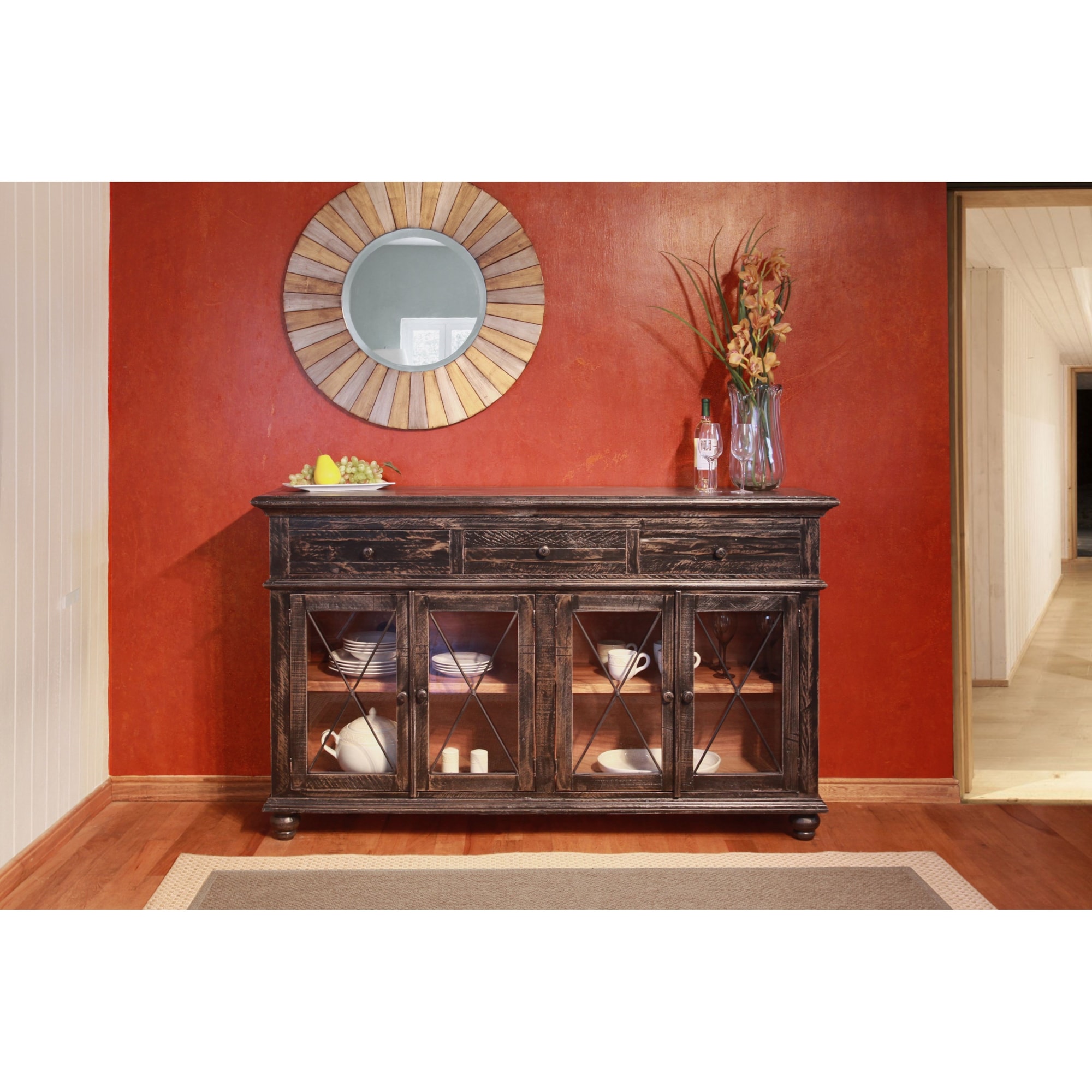 International Furniture Direct Vintage IFD974CONS Primitive Console